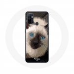 Oppo A53 &uuml;mbris must-valge siniste silmadega siiami kass