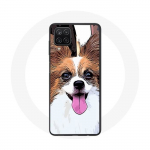 Samsung Galaxy A12 Case Continental k&auml;&auml;busspanjeli liblikas kutsikas valge ja pruun