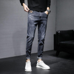 Meeste teksad tide Korea versioon tide kevad-s&uuml;gis vool Slim v&auml;ikesed jalad uus suvine &otilde;huke pikkade p&uuml;kste meeste mustad teksad 28 sinine