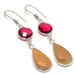 Natural Orange Aventurine,Rubillite Stone 925 Sterling Silver Earring 2.29 p1r92