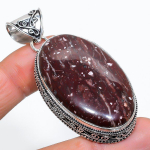 Natural Poppy Jasper Gemstone Handmade 925 Sterling Silver Pendant 2.40 w2j99