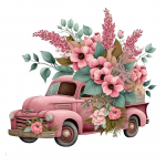 C187# Lilledega veoauto seinakleebis Lastetoa taust Kodukaunistuse seinamaaling Elutoa tapeet A-30x27cm-PET