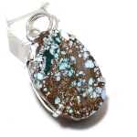 Natural Tibetan Turquoise Gemstone 925 Sterling Silver Pendant 1.85 h7m12
