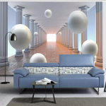 Seinatapeet Kaasaegne Rooma sammas Abstraktne ruumipall 3D seinamaaling Tapeet elutoa magamistoa sisekujundus 3D seinamaal 200 cm(W) x 140 cm(H)