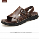 Uued suvised &uuml;lemise kihiga veisenahast sandaalid Meeste nahast hingavad rannajalatsid Trendikad vabaaja nahast sandaalid ja sussid 38 must