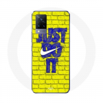 Coque Vivo v21 5G logo just do it couleur bleu front jaune