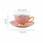 Prantsuse retro lilleline Golden Edge keraamiline kaheosaline kohvitass lille teetass veetass piimatass roosa