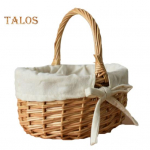 Lillekorv k&auml;epideme ja riidest voodriga K&auml;sitsi kootud suurep&auml;rane kandev&otilde;imega, suure mahutavusega pikniku matkakorv lihav&otilde;ttep&uuml;hade kingitus vitstest korv Toidupood