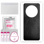 apgo Protective Skin Sticker for the back compatible with Huawei Enjoy 60X, Wrap Film, Foil, Vinyl - Pattern Black Leather