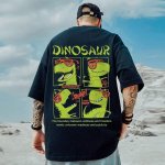 Meeste T-s&auml;rk Top lahe naljakas dinosauruste disain, tr&uuml;kiga O-kaelusega Meeste T-s&auml;rk Lahe T-s&auml;rk Meeste T-s&auml;rgid M must