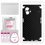 apgo Protective Skin Sticker for the back+sides compatible with Nothing Phone 2, Full Wrap Film, Foil, Vinyl - Pattern Carbon Black