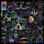 100 tk Holograafilised kleebised DIY Magic World PET-kleebised S&auml;delevad kleebised s&uuml;learvuti pagasile rula telefoni m&auml;nguasi