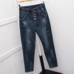 K&otilde;rge v&ouml;&ouml;kohaga naiste vintage pluss suuruses haaremip&uuml;ksid lahtised poiss-s&otilde;bra teksad t&auml;navar&otilde;ivad p&uuml;ksid L sinine