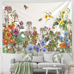 Lilleline mesilase seinavaip, boheemlaslik troopiline taim, hipilik boheemlaslik &uuml;hiselamu, moodne taust, riidest kaunistus 95x70CM