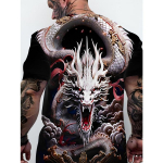 Dragon Lion Spider Pattern T-s&auml;rgid Suvised T-s&auml;rgid Meeste T&auml;navar&otilde;ivad 3D Prindiga T-s&auml;rk Mood O kaelusega l&uuml;hikeste varrukatega topid S must