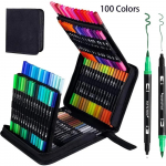 100 v&auml;rvi akvarellpliiatsid, peene pintsli otsaga pintslimarkerid kirjade kirjutamiseks, joonistamiseks, ajakirjade kirjutamiseks Raamatute kirjutamiseks kunstitarbed