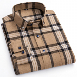 Uued meeste ruudulised s&auml;rgid, 100% puuvillane harjatud kangas, pikkade varrukatega, klassikalise ruudulise disainiga triibuline &auml;riline vabaaja s&auml;rgid, taskukohase tavaliistuga 38