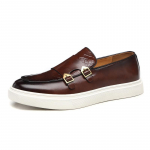 Meeste vabaajajalatsid Mood Nahk Mehed Retro Briti Stiilis Loafers Meeste Kleitjalatsid &Otilde;uekorterid Mungakingad 40 pruun