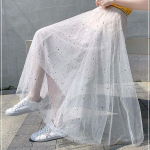 Naiste t&uuml;llist tavaline plisseeritud seelik 2020 roosa beež valge v&otilde;rk midi seelik k&otilde;rge v&ouml;&ouml;kohaga naiste seelikud XL