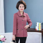 Kevadine s&uuml;gisene villane jope uue stiiliga keskealiste naiste riided salendav ruuduline &uuml;likond 4XL