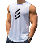 Quick Dry Kulturismi Tankid Meeste Suvine Varrukateta S&auml;rk Meeste J&otilde;usaali Fitness Singlet Stringer Treeningriietus M valge