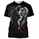 Reaper Skull Angel Ja Demon 3D prinditud k&otilde;ikjal Meeste T-s&auml;rgid Suvemood Harajuku l&uuml;hikeste varrukatega s&auml;rgid Unisex Tops Tee S