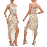 Naiste pidulik seksikas kleit Moodne &uuml;hev&auml;rviline litritega narmaskleit S beež