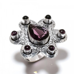 Amethyst Gemstone Handmade 925 Sterling Silver Jewelry Ring Size 8 v0g24