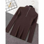 Naiste mood Soliidsed silmkoelised kampsunid Vintage pikkade varrukatega lukuga Basic poolkaelusega kampsun Naiste pulloverid &scaron;ikk vabaaja topid XL telliskivipunane v&auml;rv