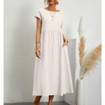 YYFS Naiste mood suvine kevadine &uuml;hev&auml;rviline printimine l&uuml;hikeste varrukatega O-kaelusega vaba v&ouml;&ouml;kohaga vabaajakleidid S valge