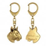Bull Terrier, Bully III - Gilded key ring with dog in gift box, handbag decoration, luxury accessory by Art-Dog brand