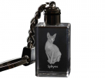 Sphynx - Crystal pendant with cat photo, illuminated pendant, unique gift by Art-Dog brand
