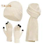 3 tk/komplekt Talvem&uuml;ts Sall Kindad Komplekt Unisex kootud paks soe veniv k&otilde;rge tundlikkusega puuteekraan &uuml;hev&auml;rviline jalgrattas&otilde;it &otilde;ues fliis voodriga t&auml;is helehall v&auml;rv