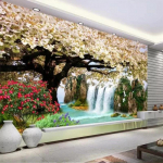 3D fotosein Waterfall Waterfall Elutuba Magamistoa K&auml;sitsi maalitud seinamaaling 200 cm(W) x 140 cm(H)