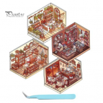 DIY 3D kleebiste komplekt Stressi leevendavad korduvkasutatavad pintsettidega stseenikleebised Supermarketi kohviku kassikohviku teemakleebised 1 Set A