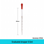 Klaasist tilgutite komplekt: 0,5 ml, 1 ml, 2 ml, 3 ml, 5 ml, 10 ml - kummist peaga pipetid