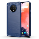 Harjatud tekstuuriga &uuml;mbris 1+7t Oneplus 7T silikoon&uuml;mbriste jaoks Oneplus7t One Plus 7T luksusliku s&uuml;sinikkiust pehme TPU telefonikaane jaoks Oneplus 7T sinine
