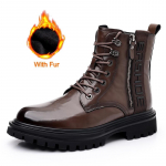 Luksusbr&auml;nd Talv Uus Disainer Meeste Ehtsast Nahast Saapad Mood Vabaaja K&otilde;rge S&auml;&auml;rega L&uuml;hike Pl&uuml;&uuml;s Meeste K&uuml;lgmise Lukuga Platvormkingad 44