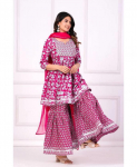 Naiste Peokleidid Puuvill Viskoos Kurta Sharara Dupatta Komplekt India Disainer &Uuml;lemine Tuunika Kurti XS roosa
