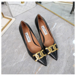 Moodsad delikaatsed naiste kingad Metallkett K&otilde;rged kontsad Daamide stilettod Suur suurus 41 &Uuml;hev&auml;rvilised nahast Pulmakleidid Pruudi kleit Tacones 4.5