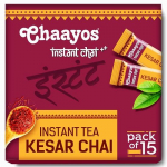 Chaayos Instant Tea Premix-Kesar-Regular Sugar (15 Sachets)|100% Natural Saffron|Kesar Chai|Masala Chai|Assam Tea|390 pounds