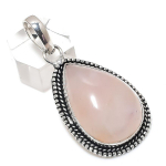 Natural Rose Quartz Gemstone 925 Sterling Silver Jewelry Pendant 2.21 d9z52