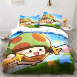 3D Prindiga Anime M&auml;ngu Legend of Mushroom Mustriga Tekikotikomplektid Tekk Voodipesu Kingitus &Uuml;hekohaline Kuninganna Kuningas Suurus Romantiline Kodu Kingitus 70x133cm 2pcs
