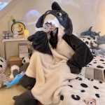 Talvine flanellist &ouml;&ouml;s&auml;rk Kapuutsiga soe pidžaama hommikumantel Kawaii riided pidžaama eriti suur paksendatud kodune Korea stiilis &ouml;&ouml;s&auml;rk 2XL