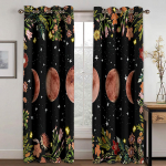 Kuu Tarot P&auml;ike Vaimne Lill Must Aken Kardinad Laste Magamistoas Elutoa Hooldused K&ouml;&ouml;gisisustus eesriided Rulood W50 X H130(CM)X2&Hook