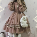 Harajuku Jaapani Kawaii magusad Lolita kleidid Vintage Retro Peokleit Femme R&uuml;&uuml; Bowknot Armas Cosplay kleit One Size roosa