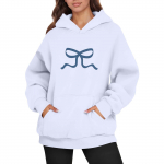 Naiste mood Naiste kerge pikkade varrukatega taskutega pullover Preppy graafiline kapuuts XL valge