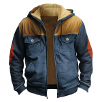 Meeste paksendatud n&ouml;&ouml;biga kahekordse taskuga jope taskukohase puuvillase jakiga L