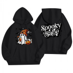 Naiste mood Naiste kerge pikkade varrukatega taskutega pullover Halloweeni graafiline kapuuts XL