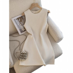 Suvised naised Senior Light Sense of Light Tuttav stiil Elegantne temperament &Otilde;huke mood A-line vest varrukateta kleidid S must